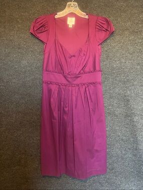 Suzi Chin Magenta Cap-Sleeve Midi Dress